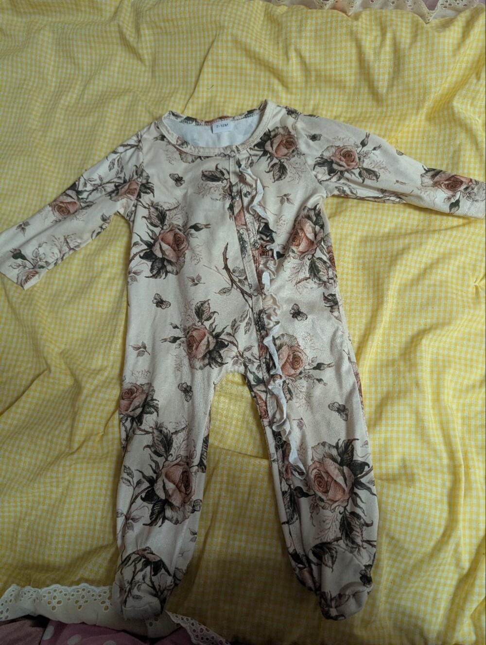 Baby Onesie Rose And Bee Design Size 9-12m